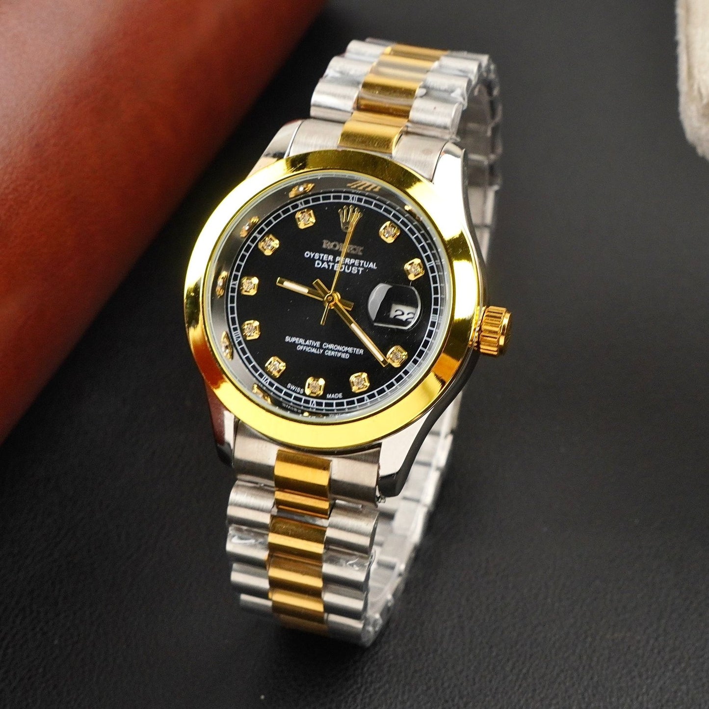 Men - Date Only - Two Tone Black Dial