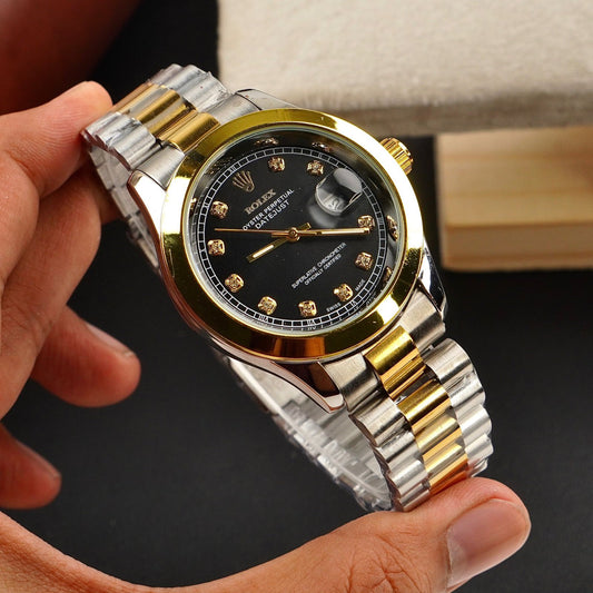 Men - Date Only - Two Tone Black Dial