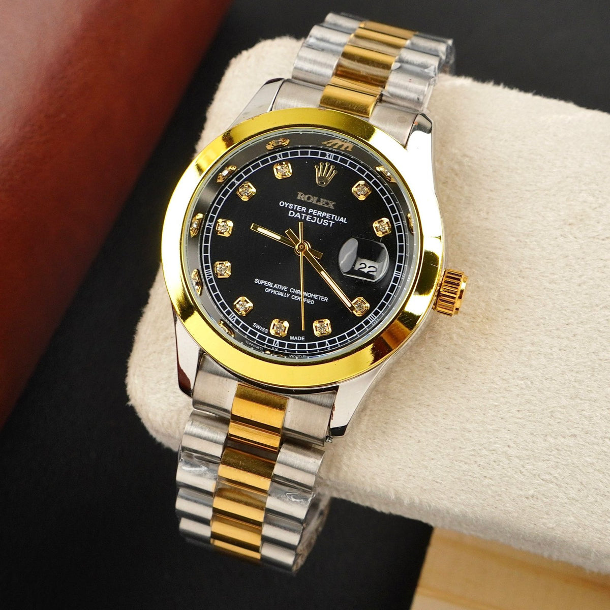 Men - Date Only - Two Tone Black Dial