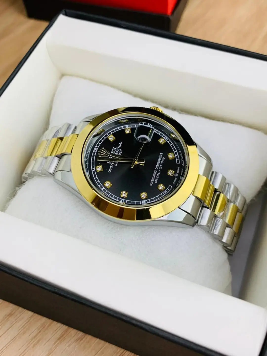 Men - Date Only - Two Tone Black Dial
