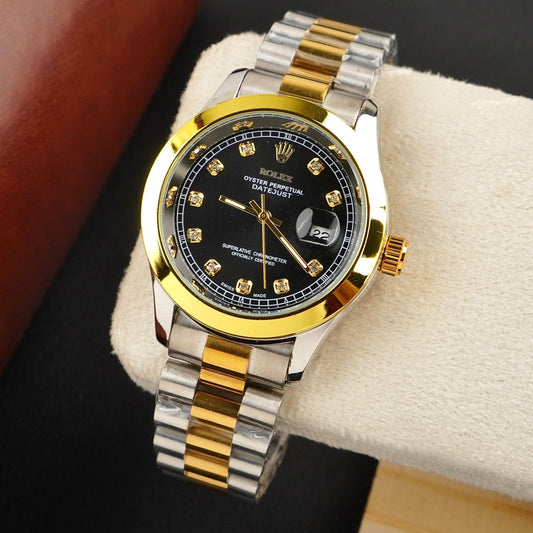 Men - Date Only - Two Tone Black Dial