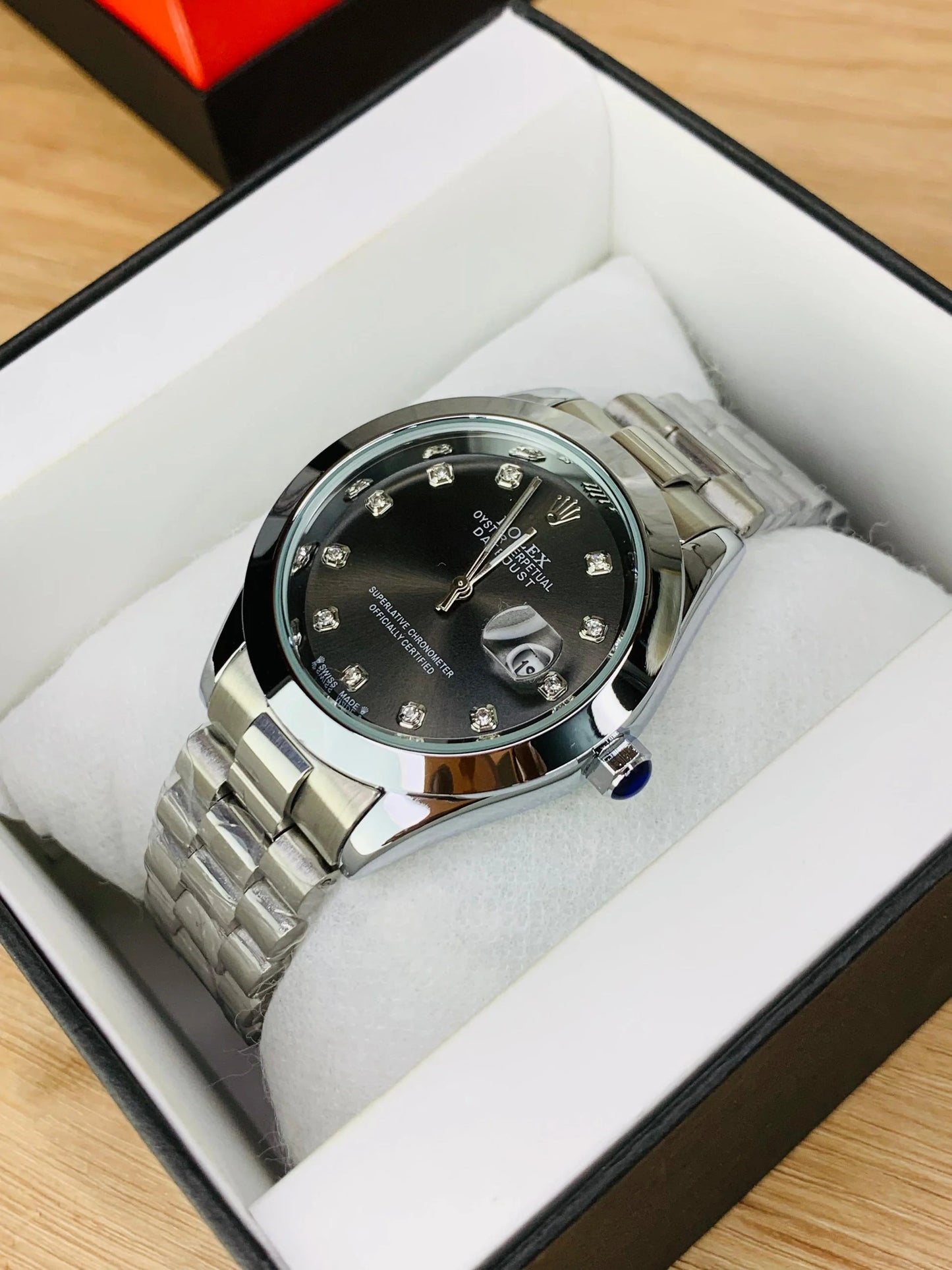 Men - Date Only - Silver With Black Dial