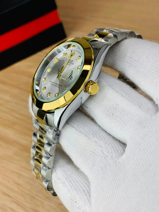 Men - Date Only - Two Tone White Dial