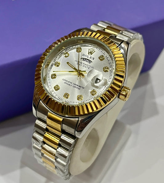Men - Day & Date - Two Tone White Dial GRR